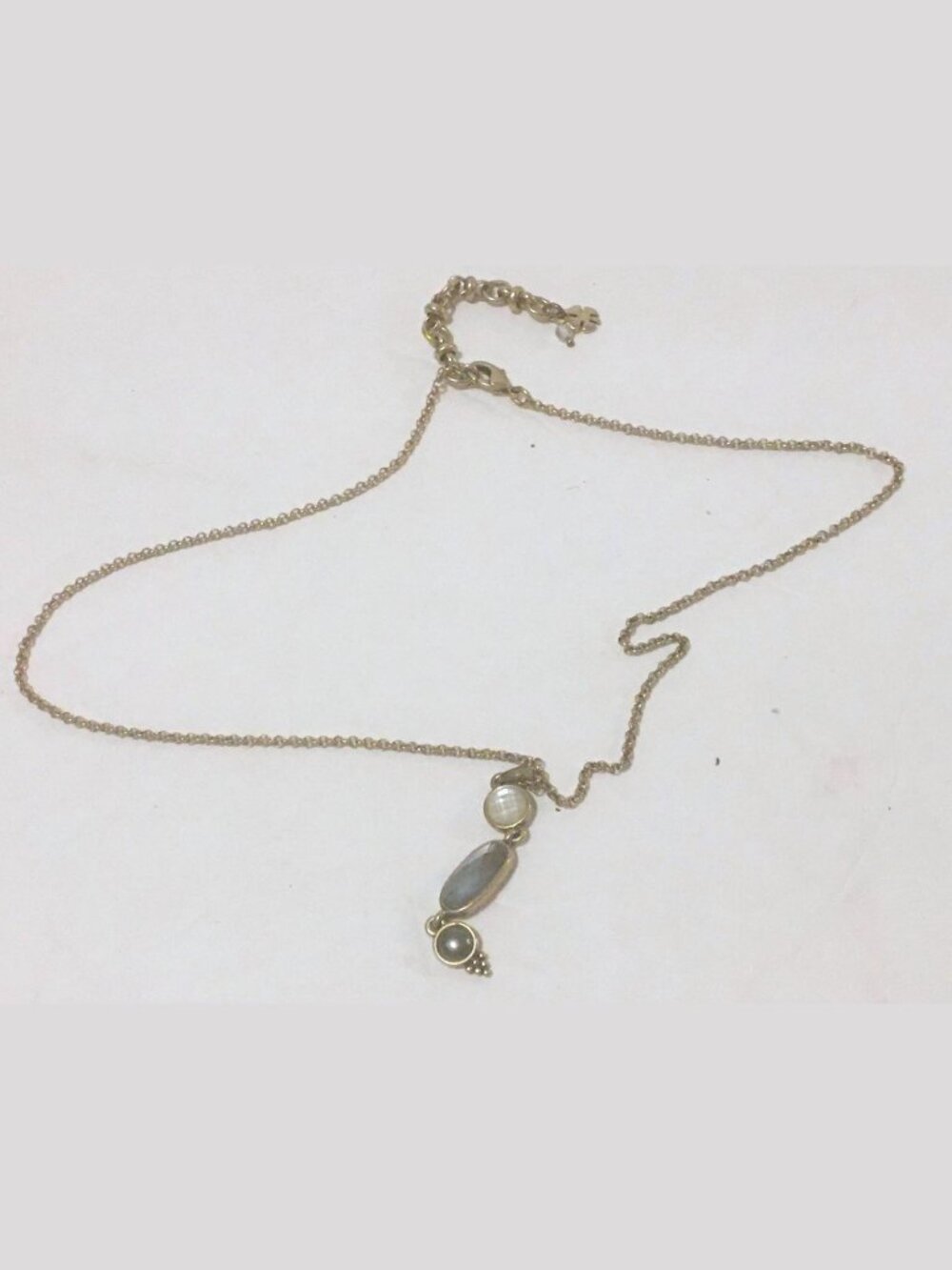 LUCKY BRAND GOLD TONE - MOTHER OF PEARL REVERSIBLE PENDANT NECKLACE